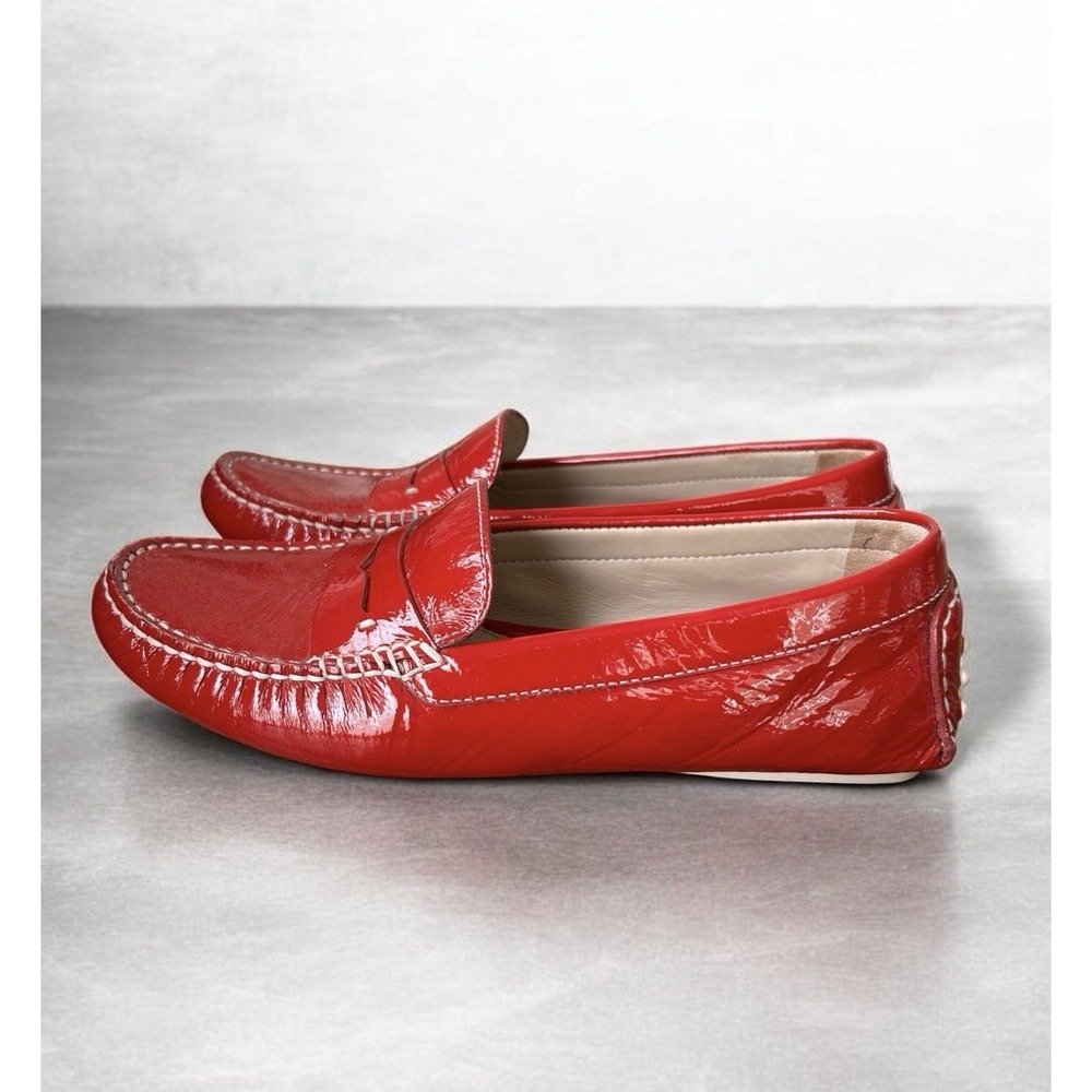 Johnston & Murphy Maggie Penny Driver Red Patent Leather Loafers Women's 6.5M